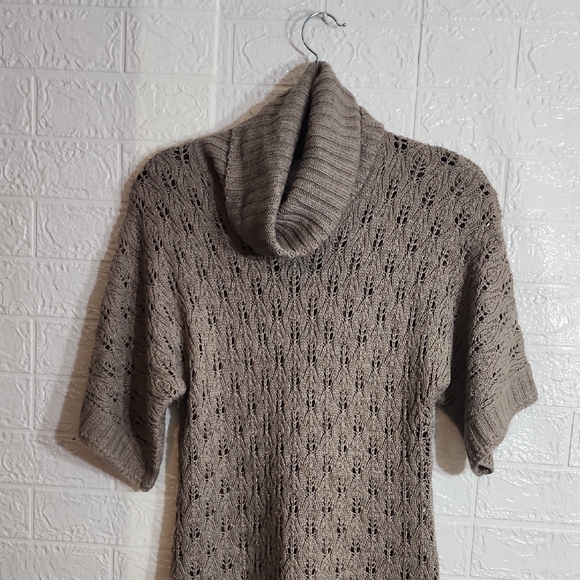 Kenar Taupe Cowl Neck Sweater with Fringe - Picture 3 of 7